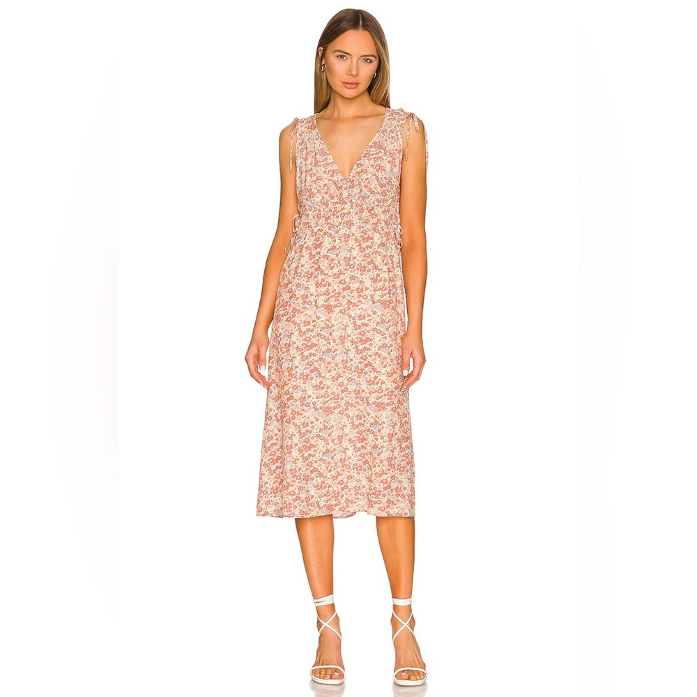 Rails Revolve XL Constantine Floral Midi Dress Cinched Elastic Waist Summer